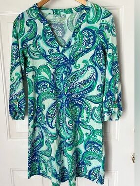 Lilly Pulitzer XS Rossmore Dress Cover Up Keep It Current Poolside Blue Light
